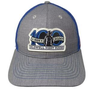 AMG Caldwell Night Rodeo 100th Anniversary Gray Blue Trucker Hat OS Adjustable